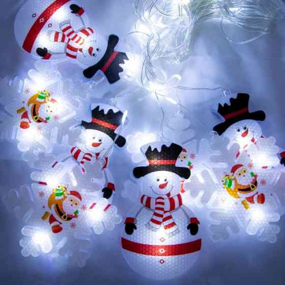 Светодиодная гирлянда Xmas Штора 3D снеговика и снежинки 3mx70cm 95 L Белый 8183 Киев