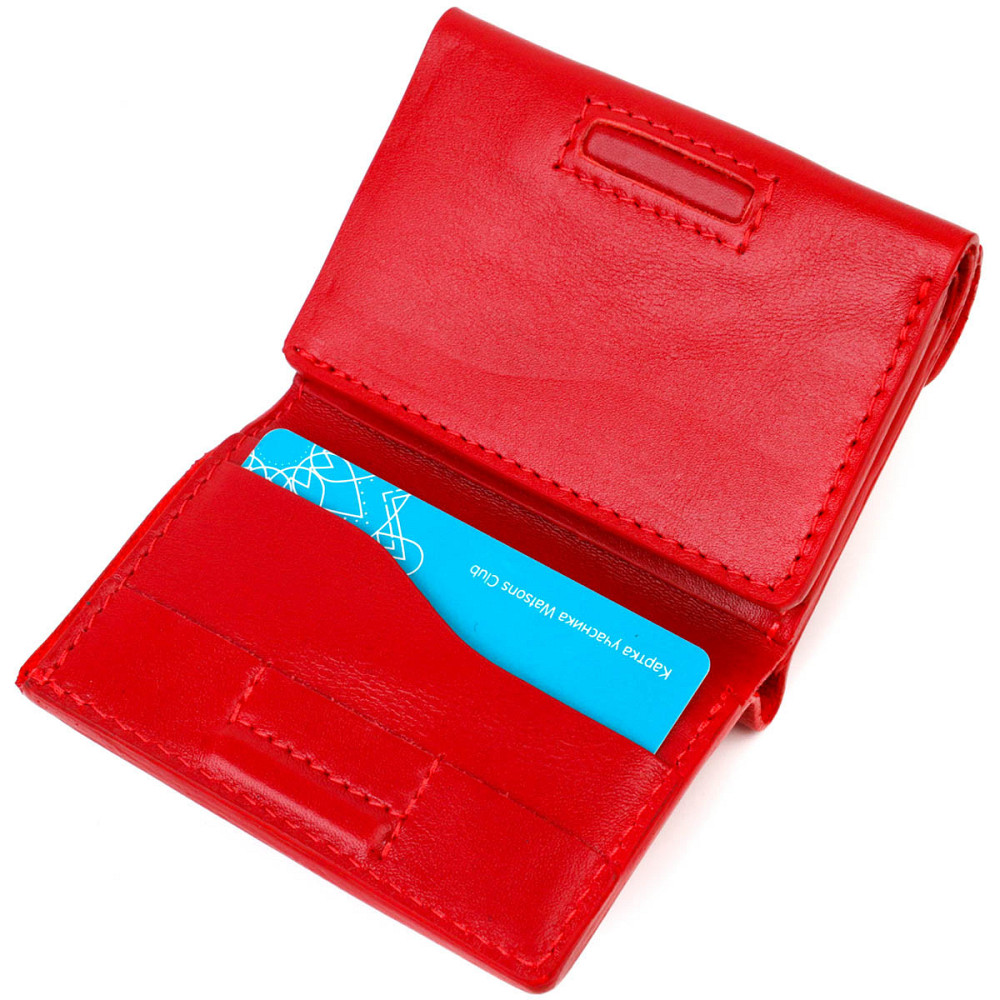 Небольшое женское портмоне в три сложения GRANDE PELLE 16785 Красный Киев - изображение 6