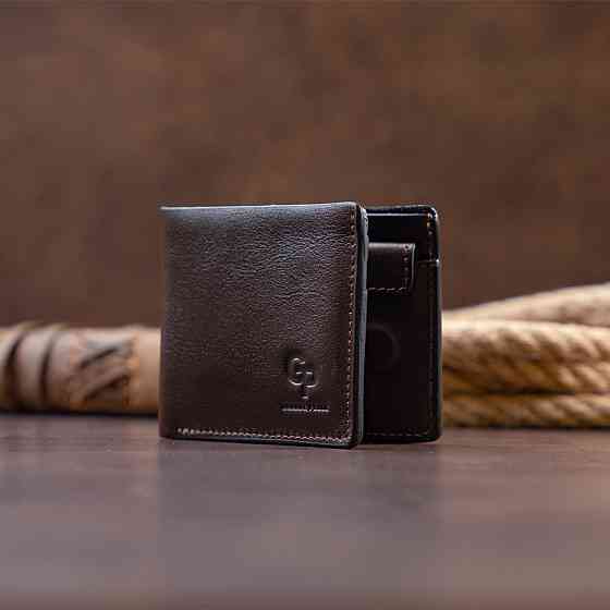 Строгое портмоне в гладкой коже на магнитах Коричневое (GRANDE PELLE) Киев