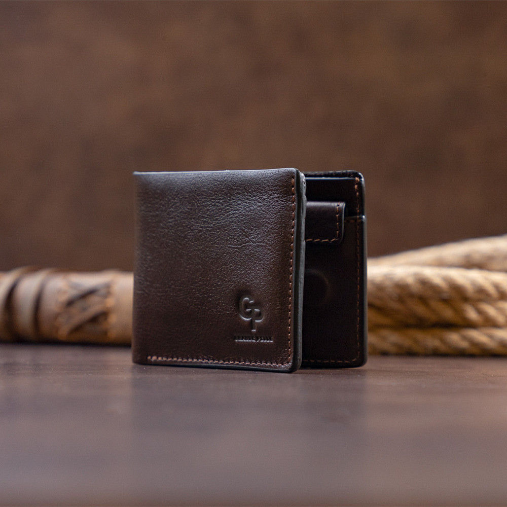 Строгое портмоне в гладкой коже на магнитах Коричневое (GRANDE PELLE) Киев - изображение 3