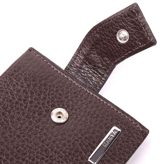 Практичный мужской зажим из натуральной кожи KARYA 21045 Коричневый Киев