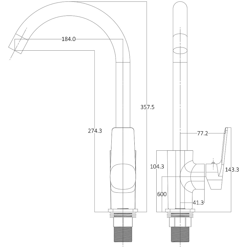 Змішувач для кухні Globus Lux BONN GLB-0203S боковий латунь на гайці Тернопіль - фото 7