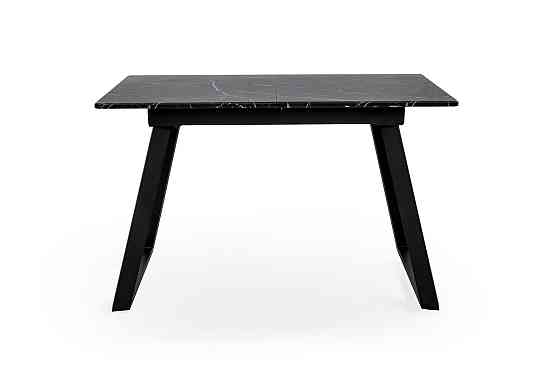 Стіл Тандем 120(+40)*75 чорний метал/мрамор чорн Киев