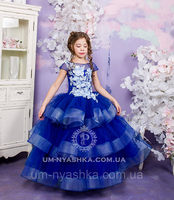 Пышное нарядное платье синее Катрин на 4-5, 6-7, 8-9 лет Кривой Рог - изображение 1