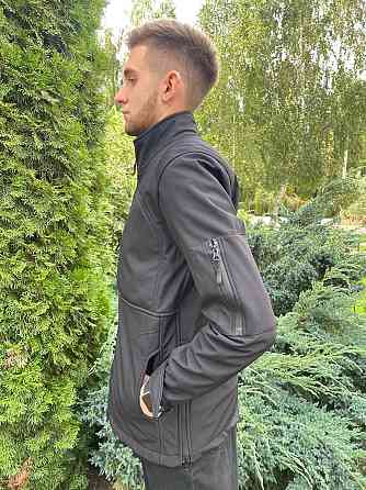 Водонепроницаемая мужская куртка из материала Soft Shell (Черная) XL Киев