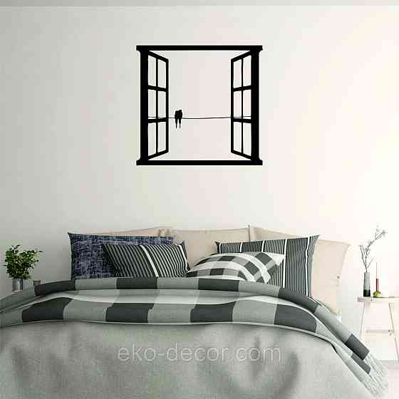 Декоративное настенное Панно «Птицы в окне» Декор на стену 90*85 см, Черный Киев