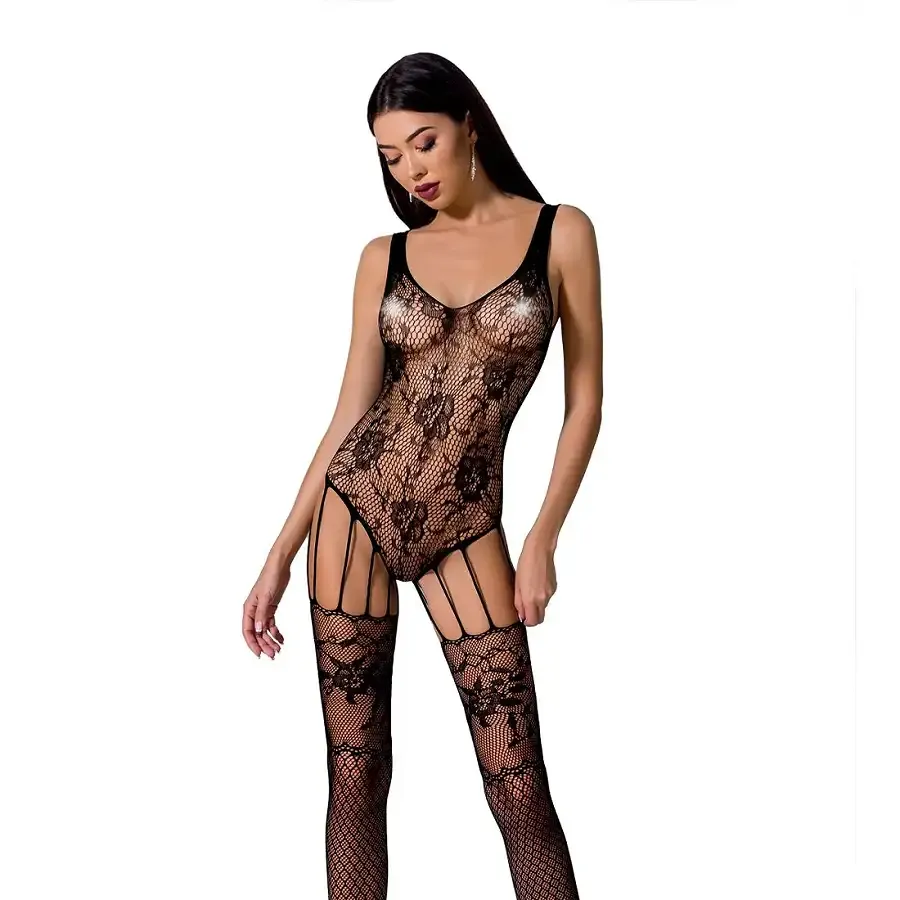 Ажурний бодістокінг з імітацією панчіх Passion BS074 black Львів - фото 1