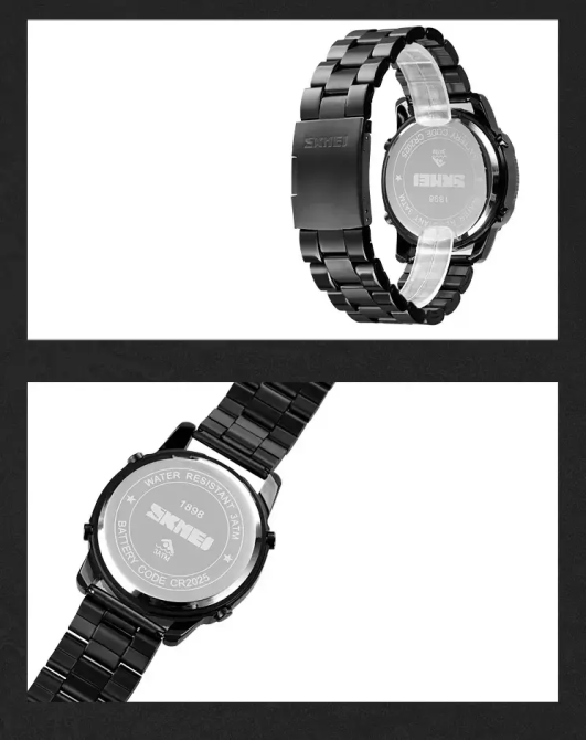 Мужские наручные часы Skmei 1898 (Черный с белым табло) Винница - изображение 10