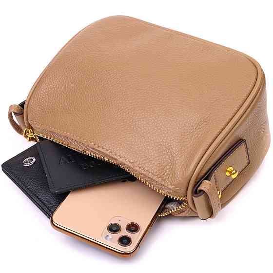 Сумка на плече крос-боді з натуральної шкіри 22128 Vintage Бежева Київ