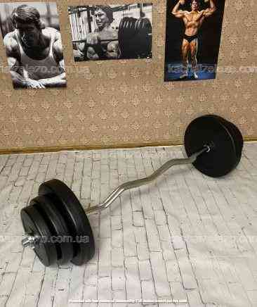Штанга набірна W-подібна на 25 кг Гантелі, гирі, штанги і диски з пластиковим покриттям Київ