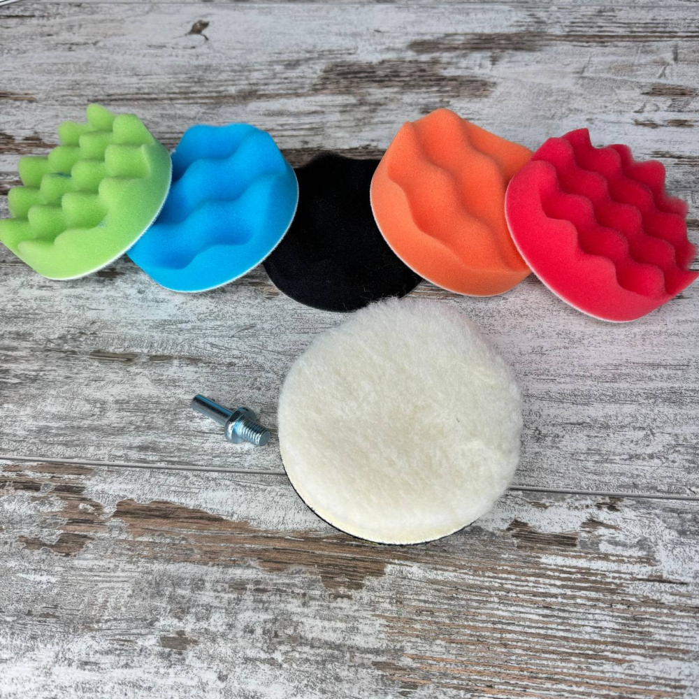 Набір насадок для полірування авто 6шт + шліфувальний диск 100мм, полірування на дриль Київ - фото 6