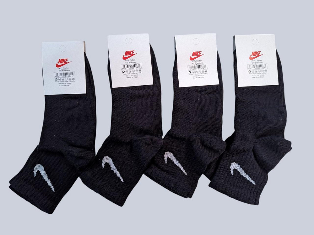 Детские качественные хлопковые носки Черного цвета средней высоти в наборе 4 штук Nike. Размер 31-34 Киев - изображение 2