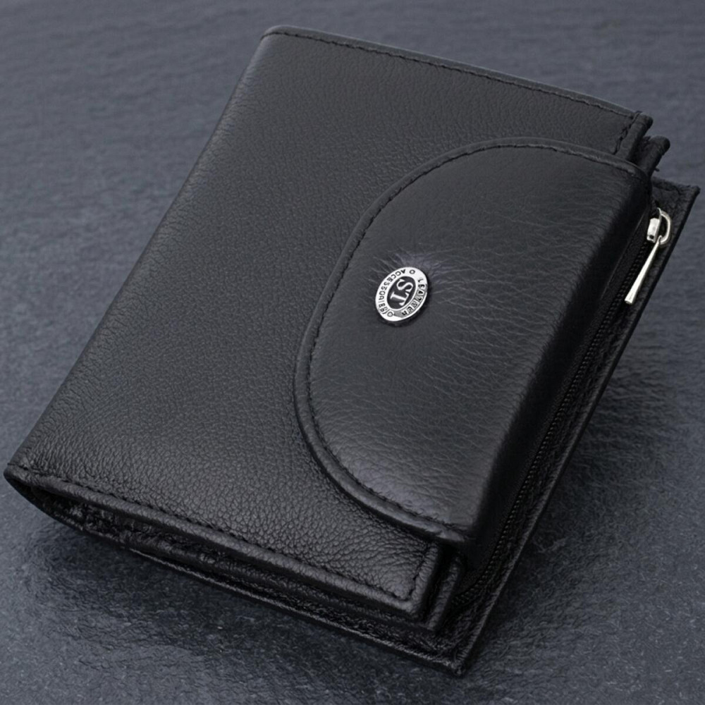 Удобный женский кошелек с монетницей из натуральной кожи ST Leather 22711 Черный Киев - изображение 11