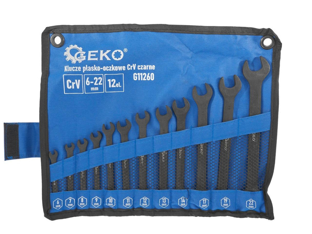 Рожково-накидні ключі "GEKO" чорні комплект 12 штук (6-22) Київ - фото 1