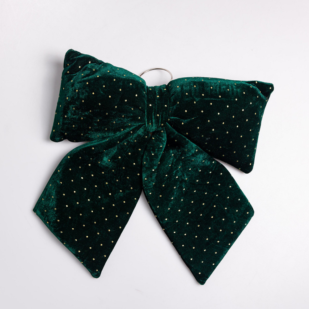 Yiwu Оксамитовий бант для декору зі стразами на ялинку 45×50 (см) Зелений CR-2-10 Коломыя - изображение 1