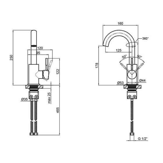 Змішувач для кухні Lidz (NKS) 12 32 015F-5, нікель Київ