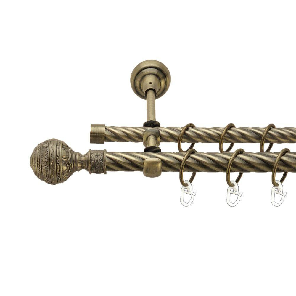 Карниз Orvit Арабеска металевий дворядний відкритий скручена труба кільце металеве Антик 19\16 мм 300 см (00-00017408) Львів - фото 1