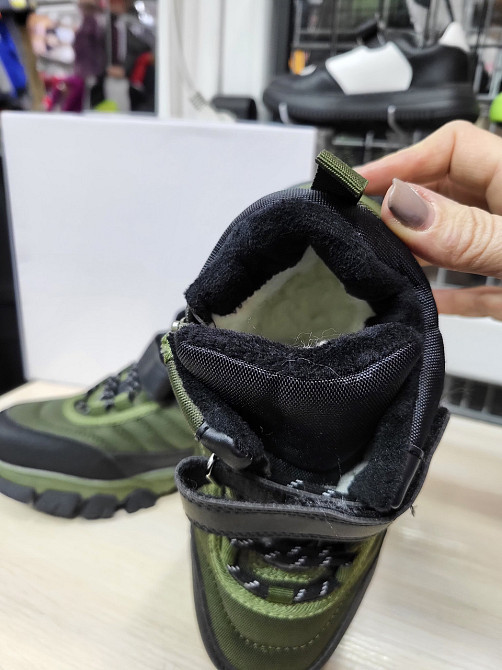 Детские зимние термо ботинки для мальчиков waterproof  хаки 34 (22см) Николаев - изображение 3