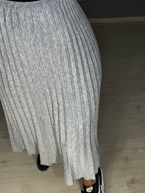Спідниця жіноча Accorddream 62313 вʼязана пліссе міді на резинці, сірий, one size Київ - фото 15