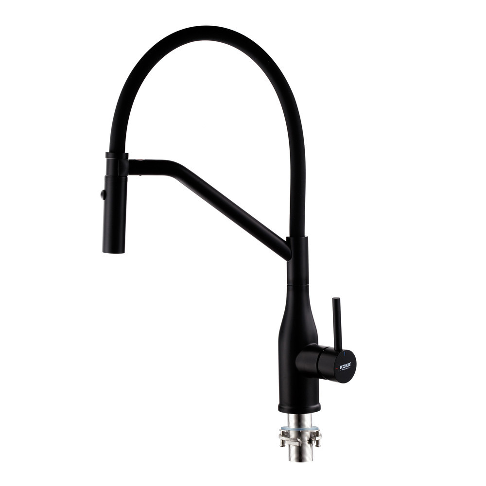 Змішувач для кухні Koer KI-70026-05 з чорним силіконовим виливом (KR5210) Київ - фото 4