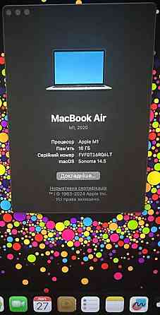 Ноутбук: MacBook Air 13 (2020) M1 RAM16GB , SSD 512Gb. Space Gray. Киев