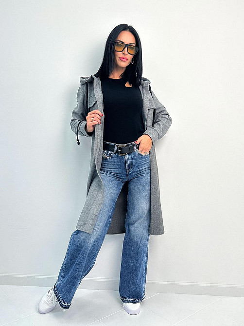 Жіночий кашеміровий кардіган з капюшоном "Dila" оптом | Норма Графіт, 46-48 Київ - фото 4