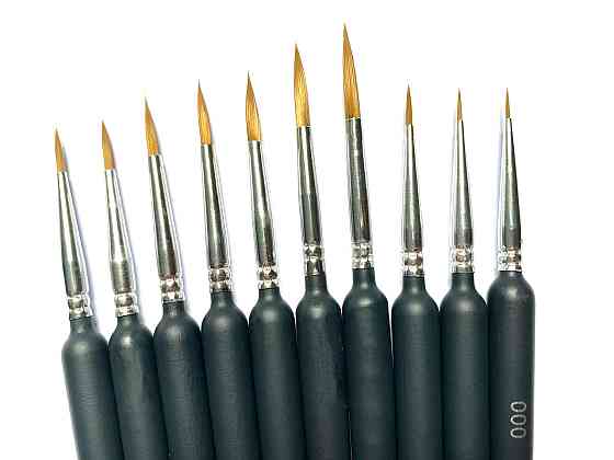 Нейлоновые кисти для рисования 10 шт для прорисовки мелких деталей, кисточки для акрила, гуаши, масла Каменец-Подольский