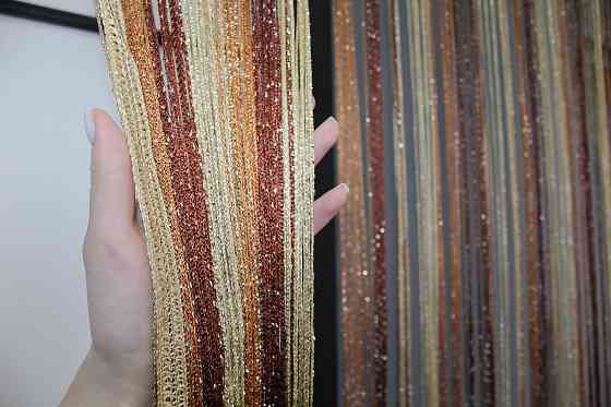 Штори-нитки "Кісея" з люрексом Бежевий з помаранчево-коричневим 300х300см 1 шт (61-032) Київ