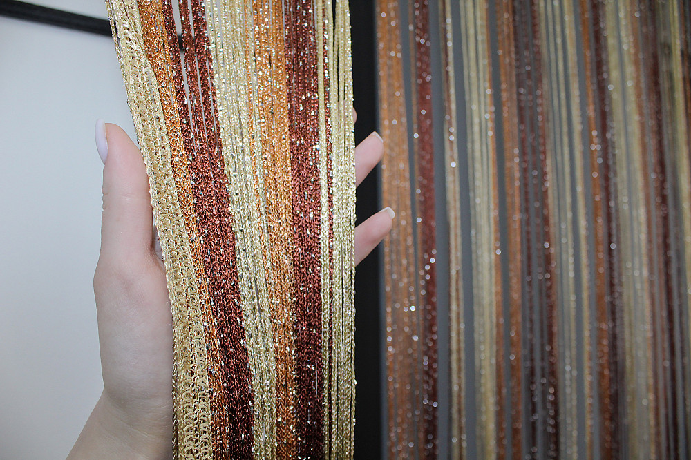 Штори-нитки "Кісея" з люрексом Бежевий з помаранчево-коричневим 300х300см 1 шт (61-032) Київ - фото 5
