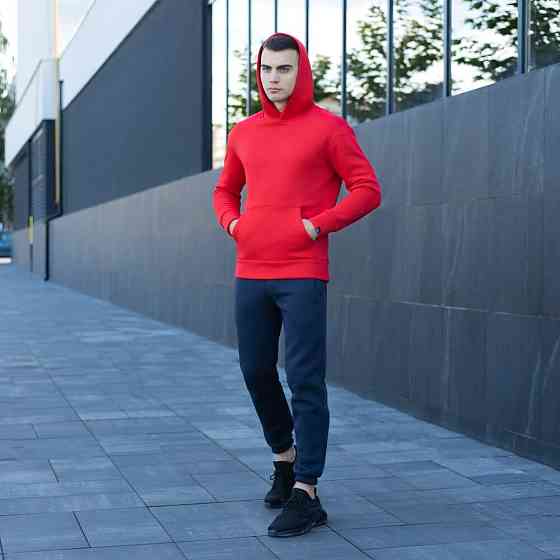 Тепле чоловіче худі на флісі з капюшоном червоне Pobedov 007 ЗИМА Київ