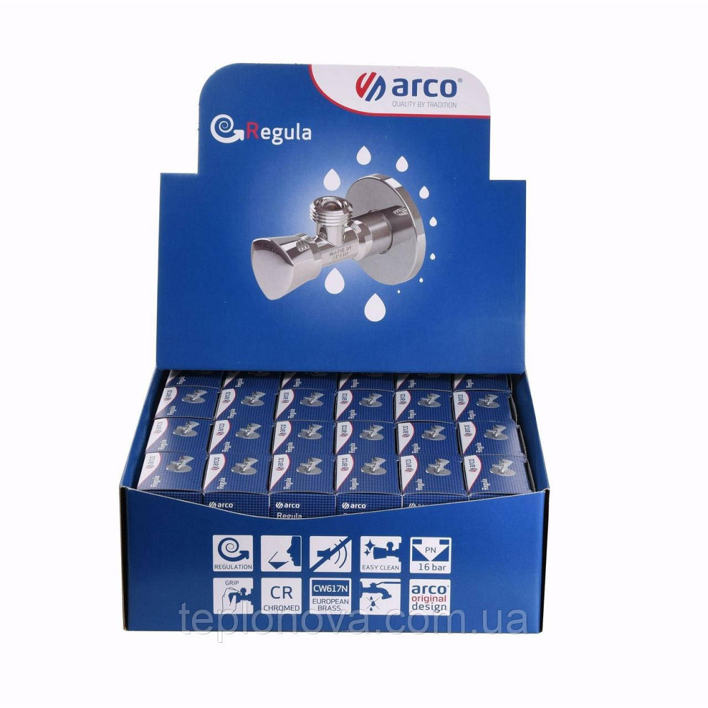 Набор Краны вентильные угловые ARCO 1/2″х1/2″ ZENIT REGULA Z0912 30шт. VTQ005 Черновцы - изображение 1