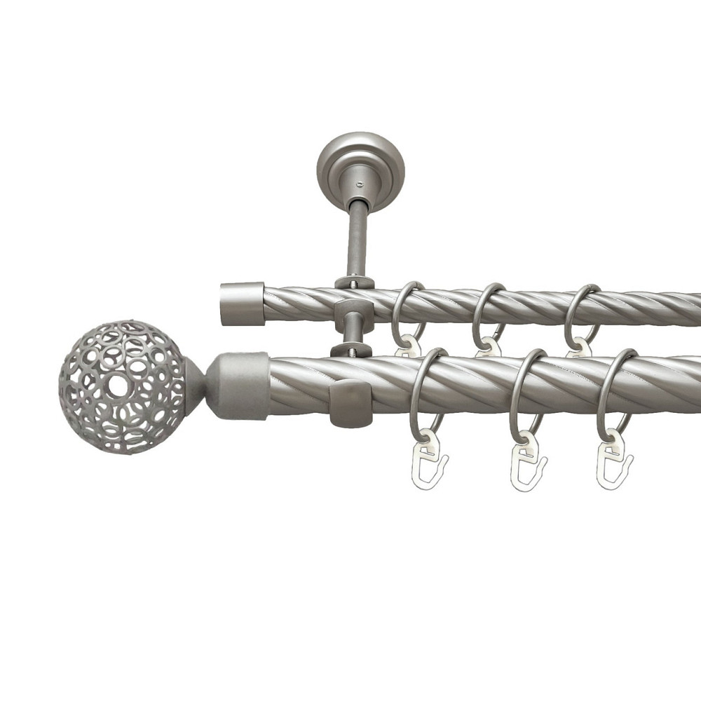 Карниз Orvit Савона металевий дворядний відкритий скручена труба кільце металеве Сатин 25\16 мм 200 см (00-00023585) Львів - фото 1