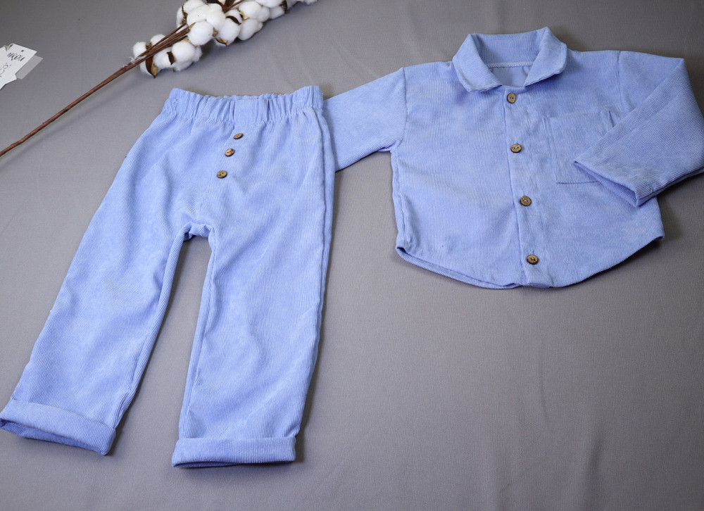 Святковий костюм для хлопчика/ костюм на хрещення (сорочка+штани) Блакитний Кам'янець-Подільський - фото 1