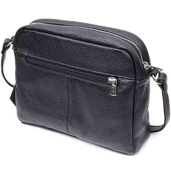 Удобная женская сумка кросс-боди из натуральной кожи Черная (GRANDE PELLE) Киев