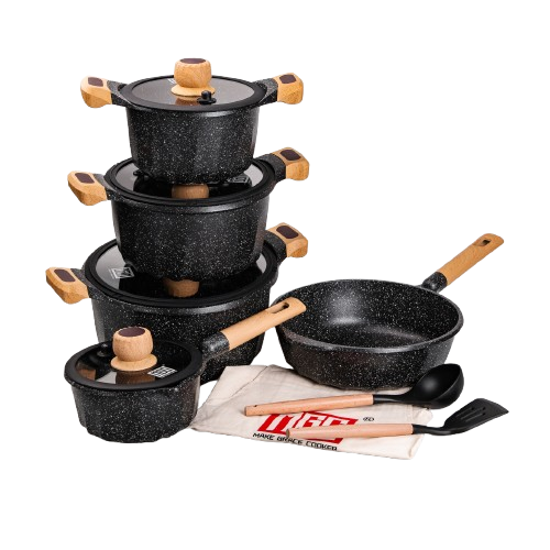 MGC Набір посуду, комплект з 4 каструль і сковорідок, MGC, чорний HP-4-404B Київ