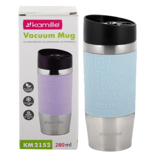 Термочашка 280мл з TPR вставкою нержавіюча сталь (ментол.,блакитний,ліловий,сірий) Kamille 2152 Житомир - изображение 12