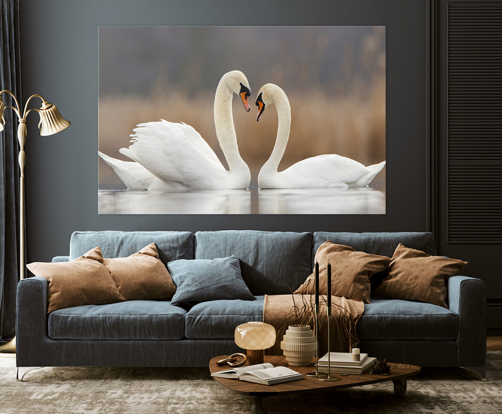 Картина холст в гостиную / спальню  Пара Лебедів       MLP_8 90х180см Киев - изображение 3