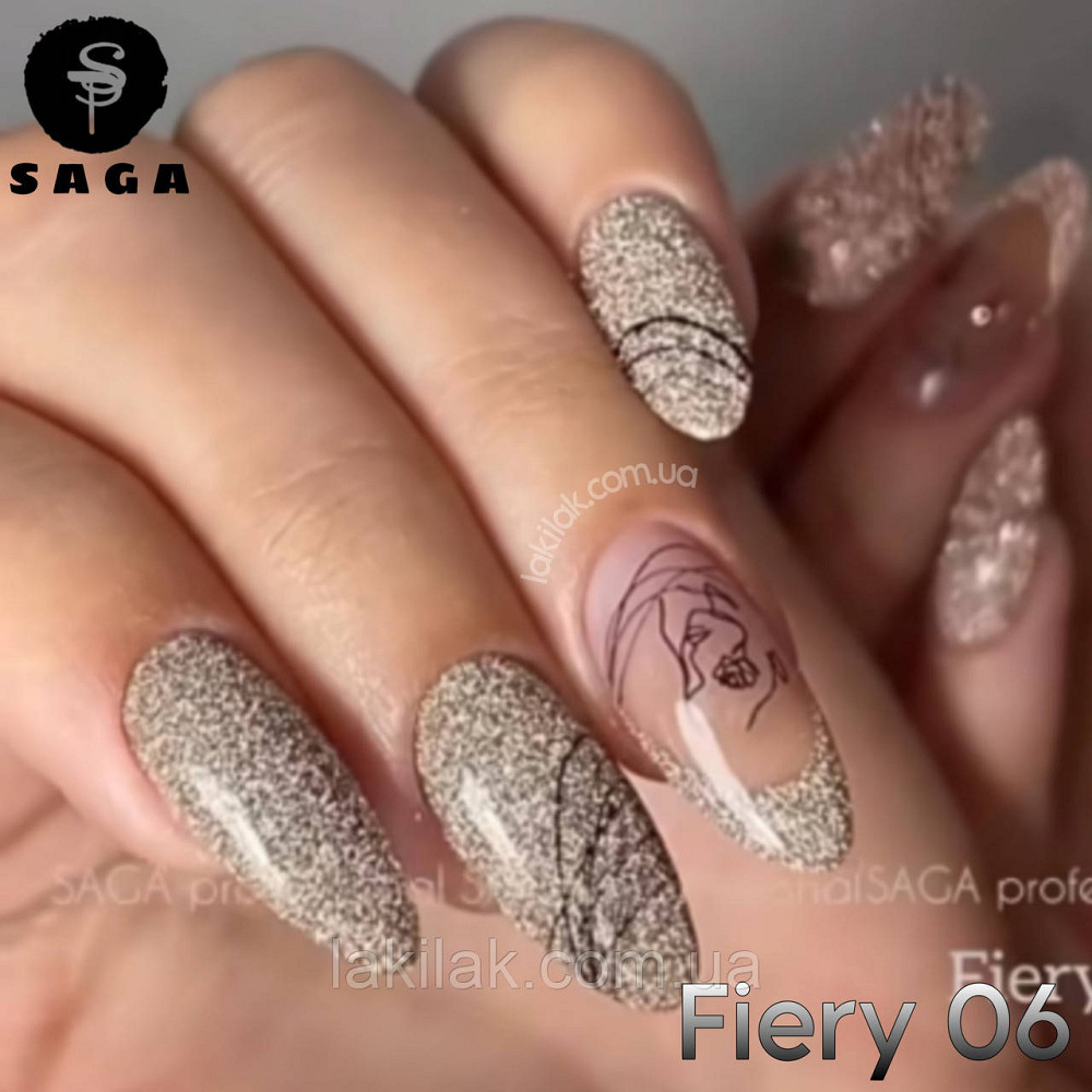 Світловідбиваючий гель-лак SAGA 06 Fiery 9мл Херсон - фото 1