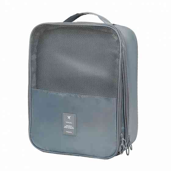 Сумка-органайзер для обуви дорожный серый с сеточкой на две секции 31см Винница