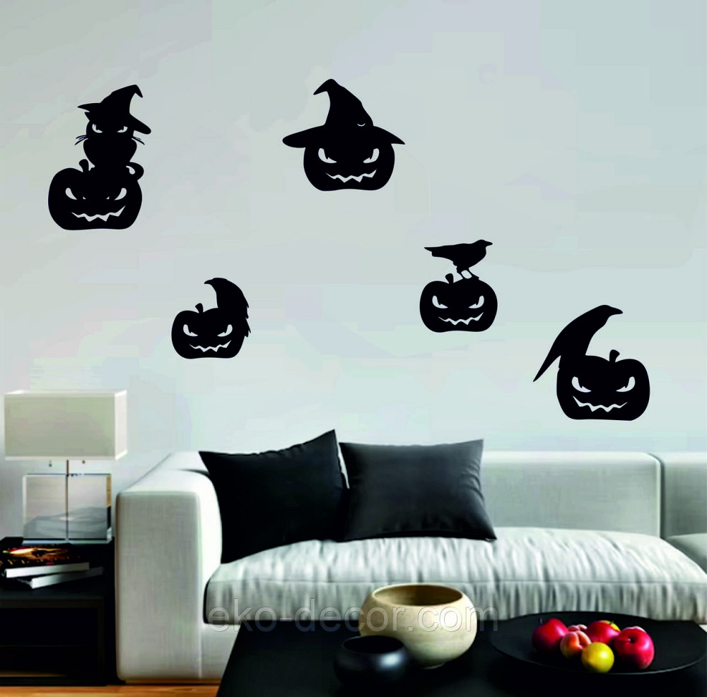 Декоративне настінне Панно «Хеллоуїн — гарбуз і ворон», Декор на стіну 50*49 см Київ - фото 8