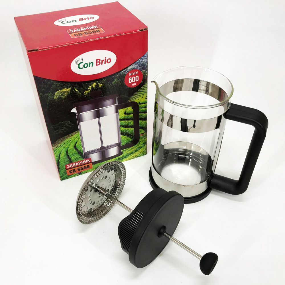 Стеклянный чайник для кофе и чая Con, Френч-пресс для заварки кофе Френч-пресс заваривания LW-37 Львов - изображение 8