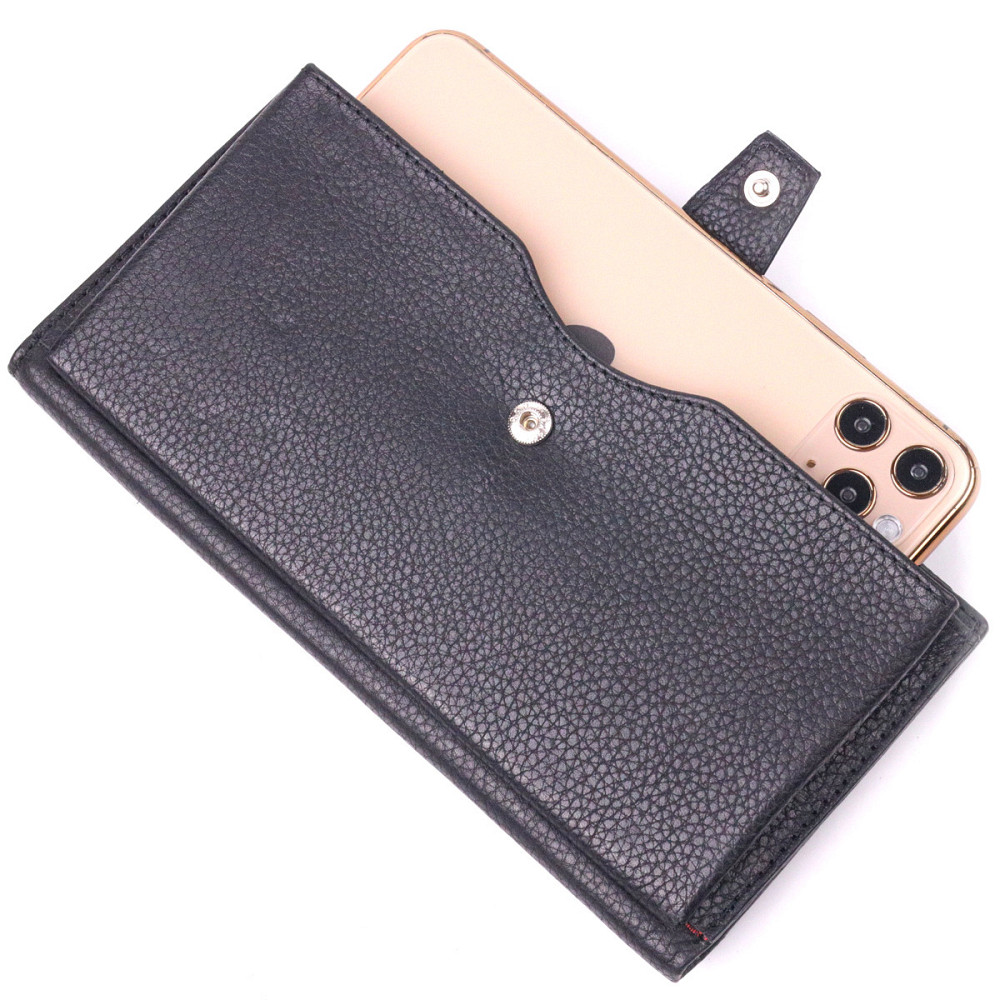 Класичне чоловіче вертикальне портмоне з натуральної шкіри KARYA 21422 Чорний Київ - фото 6