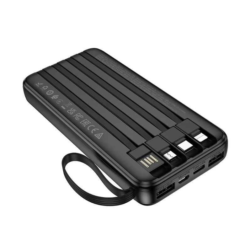 Зовнішній акумулятор BOROFONE BJ76 Smart power bank with 4 cables(10000mAh) Black Київ - фото 3