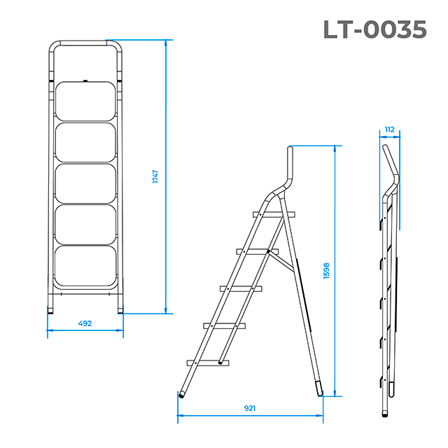Драбина сталева, 5 сходів, 380×260 мм, висота: 1625 мм INTERTOOL LT-0035 Київ - фото 7