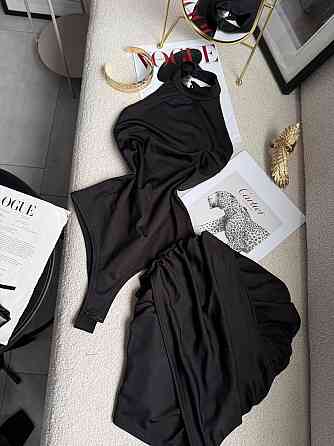 Женский стильный привлекательный костюм двойка боди + юбка микродайвинг Черный, 42/44 Одесса