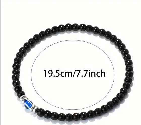 Браслет из обсидиана 4 мм с «глазом» — оберег от сглаза и негатива Киев