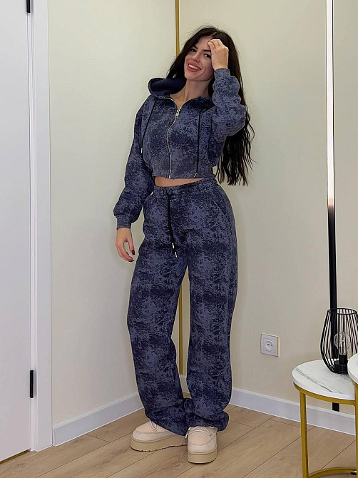 Жіночий теплий прогулянковий костюм-двійка турецька тринитка варенка на флісі Графіт, 44/46 Одеса - фото 1