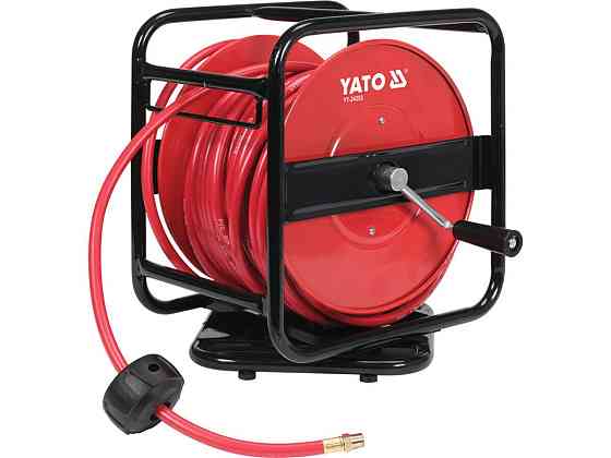 Шланг пневматичний ПВХ на котушці YATO з швидкоз'єдн. наконеч-ми 1/4