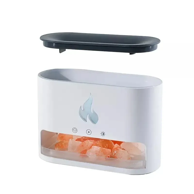 Соляная лампа Flame с ультразвуковым увлажнителем воздуха 3-в-1. Солевой светильник ночник белый Днепр - изображение 5