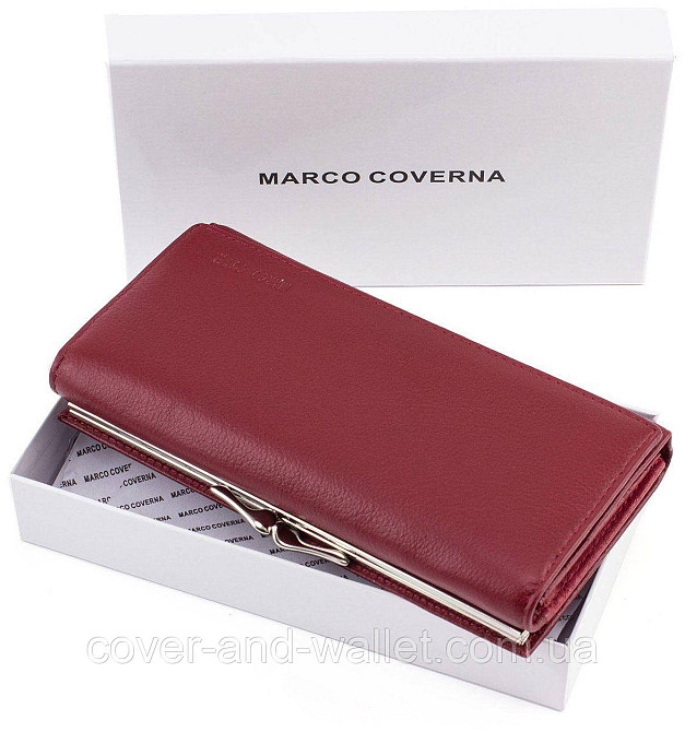 Класичний шкіряний жіночий гаманець бордового кольору на магнітах MC 1412 Київ - фото 3